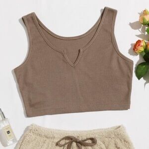 Brown Women's Knit Crop Top